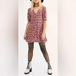 Free People Provence Floral Mini Dress size Medium MSRP $138 Boho 90s Y2K
